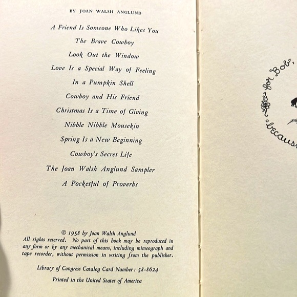 A Friend Is Someone Who Likes You by Joan Joan Walsh Anglund HC/DJ 1958 1st Ed. - Picture 10 of 16